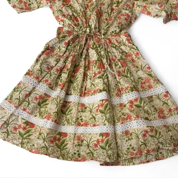 Green Notched Collar Puff Sleeve Mini Dress - Picture 2 of 5